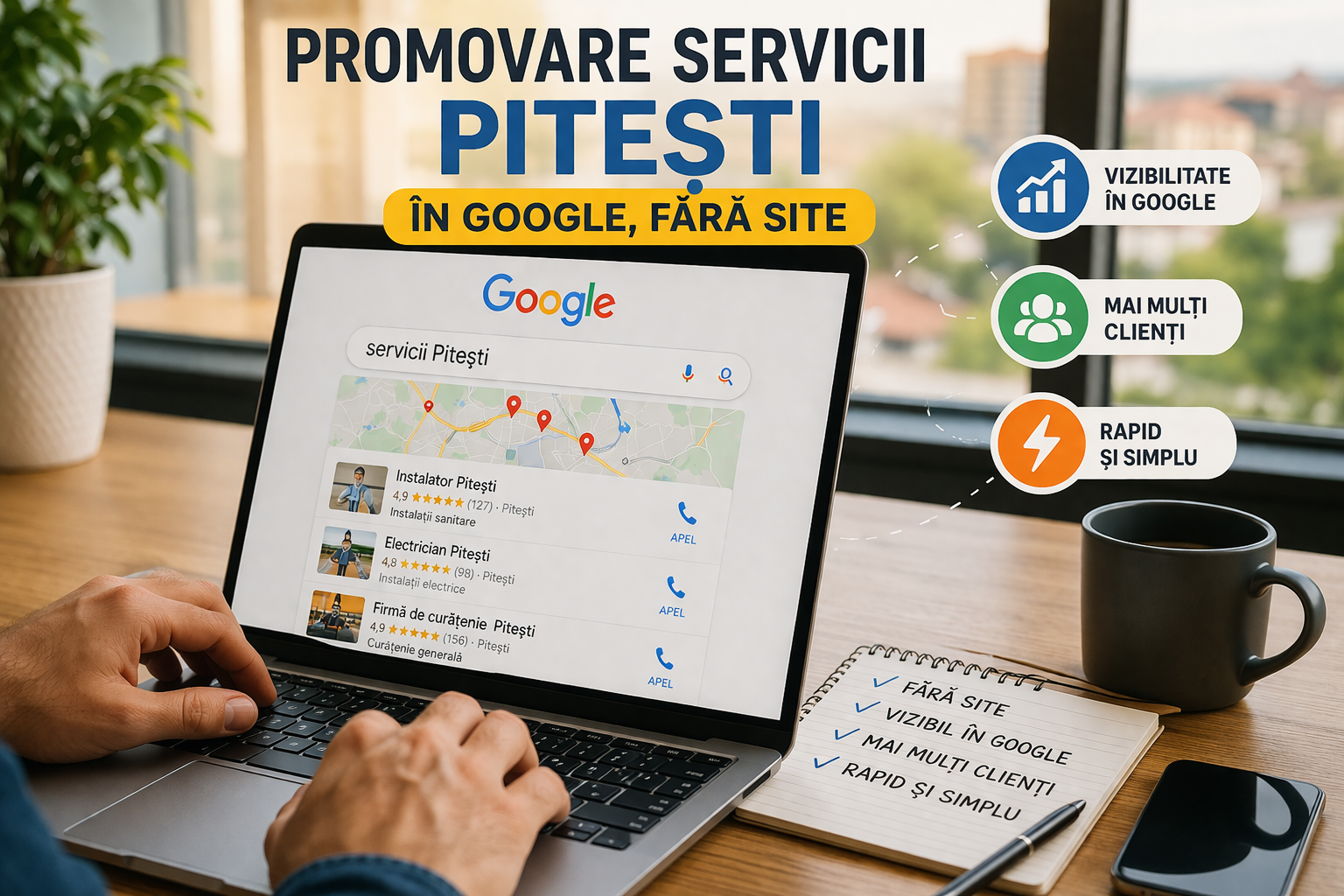 Cum îți promovezi serviciile în Google fără site prin ServiciiPitești.ro
